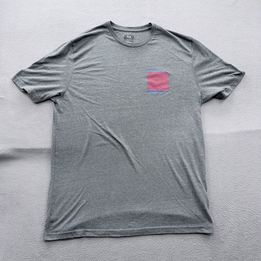 Oakley Shirt Mens Medium Gray Hydrolix Chest Square Logo Graphic Tee Tagless